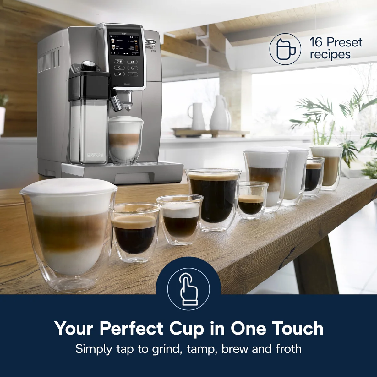 De'Longhi Dinamica Plus Connected Espresso & Coffee Machine with Automatic Milk Frother, 18 Recipes, Built in Grinder, App Compatible, LatteCrema Technology for Ideal Milk Texture, Color Touch Display rear view