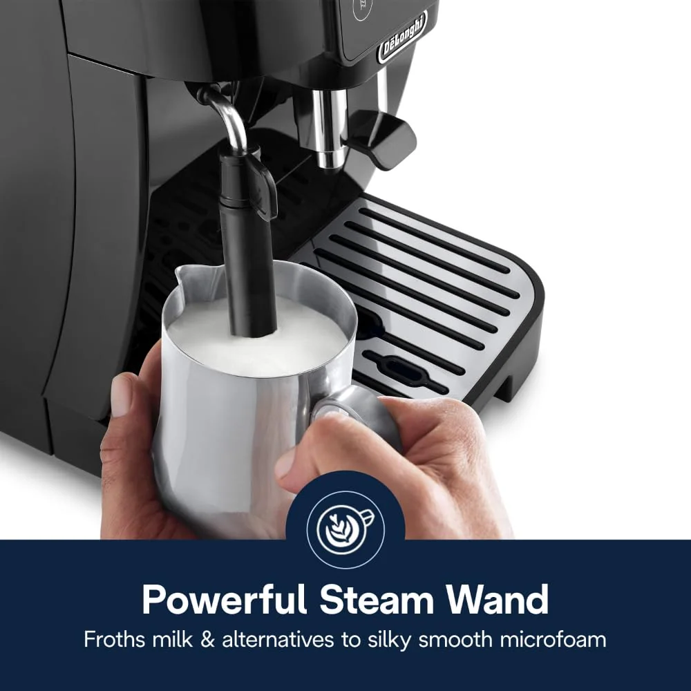 De'Longhi Magnifica Start Automatic Espresso Machine with Manual Milk Frother & Built in Grinder - 3 One-Touch Recipes, Easy-to-Clean, Home Barista Coffee Maker for Lattes, Cappuccino, Iced Coffee rear view