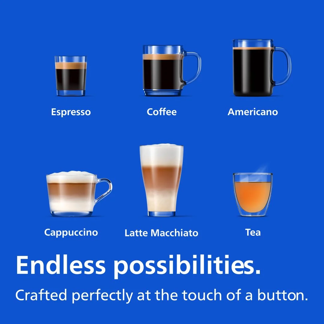 Philips 3200 Series Fully Automatic Espresso Machine, LatteGo Milk Frother, 5 Coffee Varieties, Intuitive Touch Display, 100% Ceramic Grinder, AquaClean Filter, My Coffee Choice, Black (EP3241/54) rear view